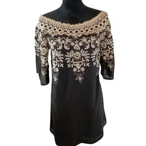 Flying Tomato Women Embroidered Top Blouse Small Cotton